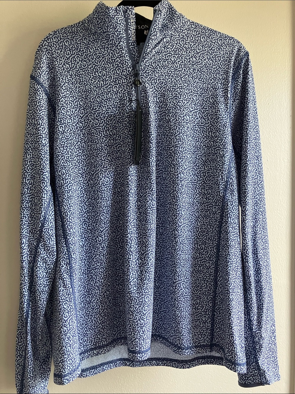 NWT Greyson Men's Tate Pullover Mockneck 1/4 Zip Up Quick Drying Blue Small